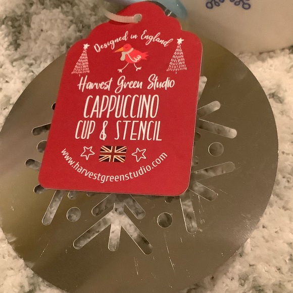 Stoneware Snowflake coffee capuccino Mug w/ snowflake Stencil NWT 14oz England - Picture 3 of 16